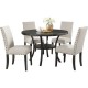 4 Seater Dining Set with 4 Cushioned Chairs and Round Dining Table